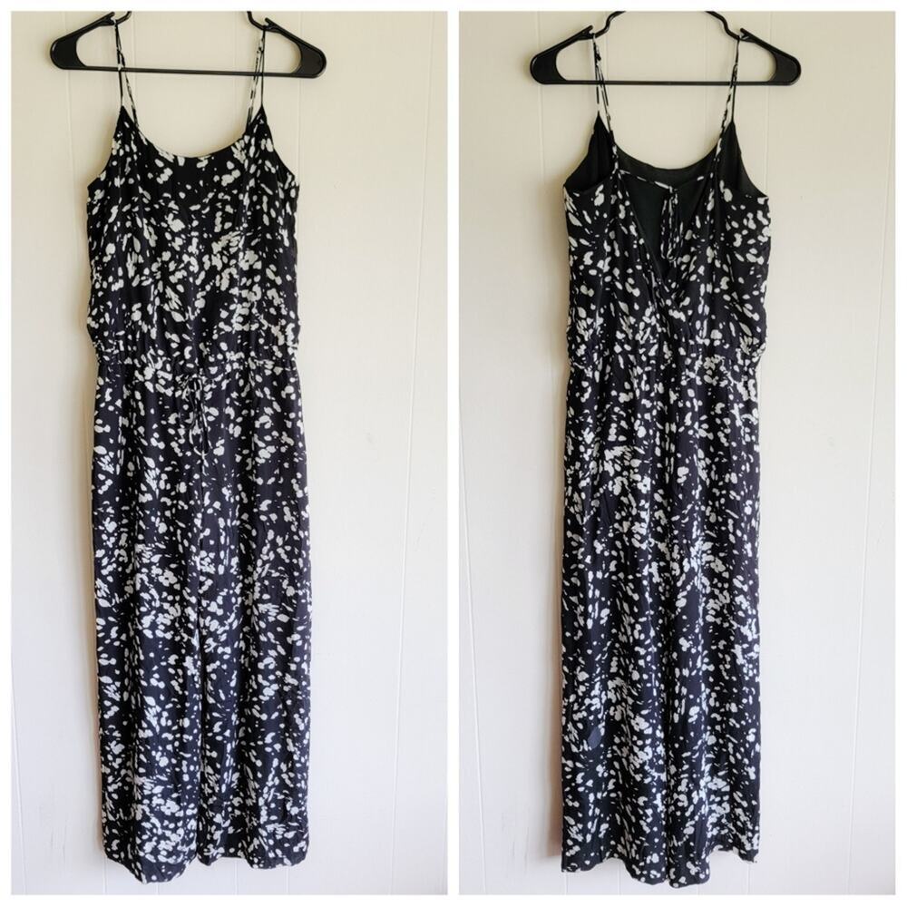 Haute Hippie Black and White Silk Abstract Jumpsuit